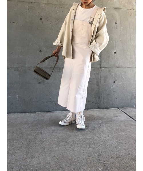 ulu（ウル）の「Chino Jumper skirt（ジャンパースカート・レディース・ベージュ/カーキ/アイボリー・FREE）」の14枚目の写真