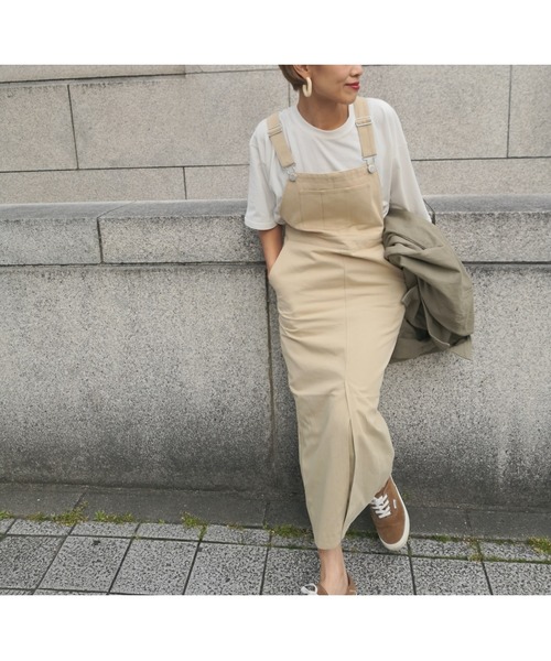 ulu（ウル）の「Chino Jumper skirt（ジャンパースカート・レディース・ベージュ/カーキ/アイボリー・FREE）」の15枚目の写真