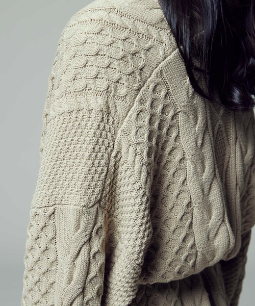 RAG MACHINE（ラグマシーン）の「【RAG MACHINE】アラン柄カーディガン（カーディガン/ボレロ・レディース・ホワイト/ブルー/ライトベージュ/オレンジ/ライトイエロー・L/M）」の22枚目の写真