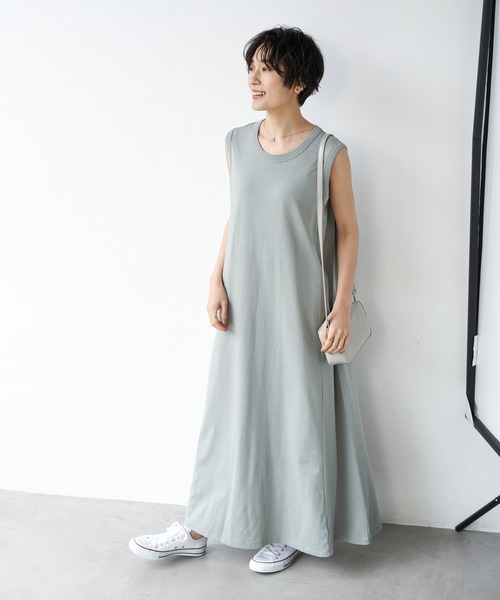 AMERICAN HOLIC(アメリカンホリック)の「ノースリーブフレアカットマキシワンピース 〇*(ワンピース・レディース・ブラック/ピンク/グリーン/アイボリー/キャメル・MEDIUM/LARGE)」の7枚目の写真