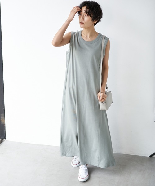 AMERICAN HOLIC(アメリカンホリック)の「ノースリーブフレアカットマキシワンピース 〇*(ワンピース・レディース・ブラック/ピンク/グリーン/アイボリー/キャメル・MEDIUM/LARGE)」の8枚目の写真