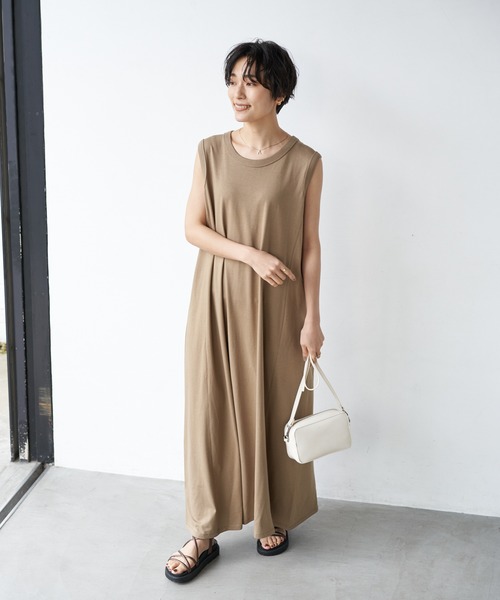【 Herno 】ノースリーブ マキシ ワンピース B:MING LIFE STORE by BEAMS｜ティアード ノースリーブ マキシ