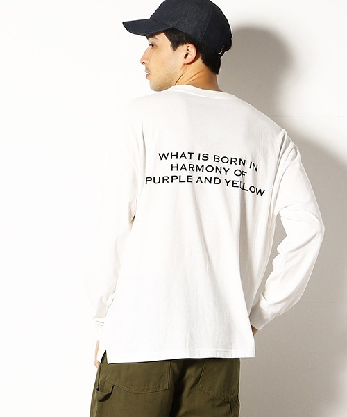 Purple&Yellow（パープルアンドイエロー）の「メッセージプリント　Tシャツ（Tシャツ/カットソー・メンズ・ホワイト/ブラック/ライトベージュ/レンガ・SMALL/MEDIUM/LARGE）」の9枚目の写真