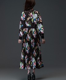 【極美品】エミリアウィズ　ボウタイ レース 花柄ロングプリーツワンピース　M 極美品】エミリアウィズ ボウタイ レース 花柄ロングプリーツ