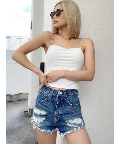 GYDA(ジェイダ)の「J/Wダメージデニムショーパン(デニムパンツ・レディース・ブルー/ライトブルー・X-SMALL/SMALL/MEDIUM/LARGE)」の9枚目の写真