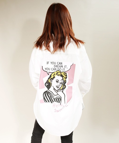 Web限定 バックイラスト 長袖オーバーシャツ