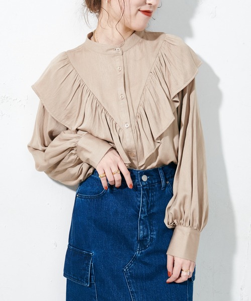 DISCOAT（ディスコート）の「【前後2WAY】VTGボイルフリルブラウス（シャツ/ブラウス・レディース・ホワイト系その他/ブラック/モカ/スカイブルー/ダークブルー・FREE）」の4枚目の写真