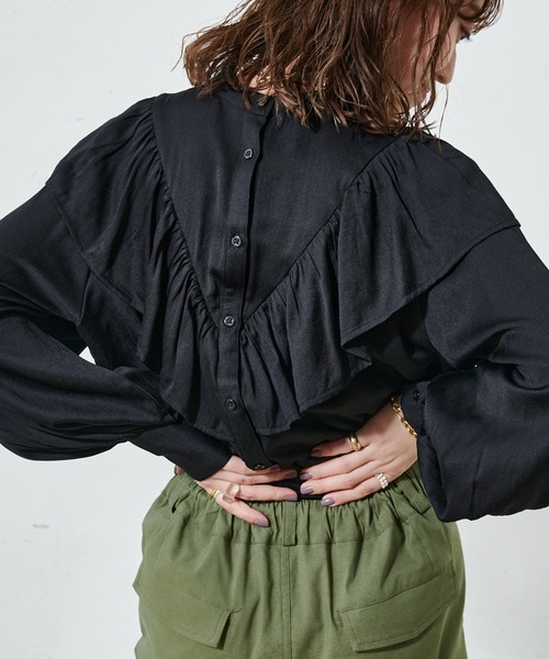 DISCOAT（ディスコート）の「【前後2WAY】VTGボイルフリルブラウス（シャツ/ブラウス・レディース・ホワイト系その他/ブラック/モカ/スカイブルー/ダークブルー・FREE）」の22枚目の写真