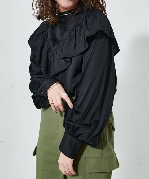 DISCOAT（ディスコート）の「【前後2WAY】VTGボイルフリルブラウス（シャツ/ブラウス・レディース・ホワイト系その他/ブラック/モカ/スカイブルー/ダークブルー・FREE）」の21枚目の写真