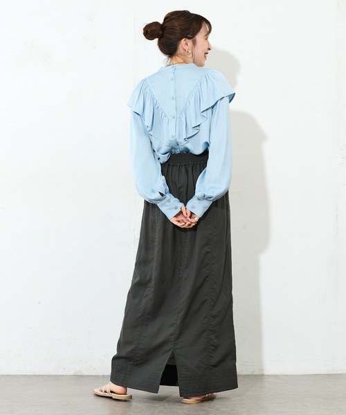 DISCOAT（ディスコート）の「【前後2WAY】VTGボイルフリルブラウス（シャツ/ブラウス・レディース・ホワイト系その他/ブラック/モカ/スカイブルー/ダークブルー・FREE）」の14枚目の写真