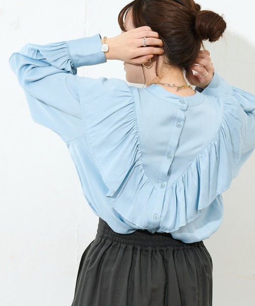 DISCOAT（ディスコート）の「【前後2WAY】VTGボイルフリルブラウス（シャツ/ブラウス・レディース・ホワイト系その他/ブラック/モカ/スカイブルー/ダークブルー・FREE）」の12枚目の写真