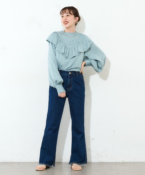 DISCOAT（ディスコート）の「【前後2WAY】VTGボイルフリルブラウス（シャツ/ブラウス・レディース・ホワイト系その他/ブラック/モカ/スカイブルー/ダークブルー・FREE）」の11枚目の写真