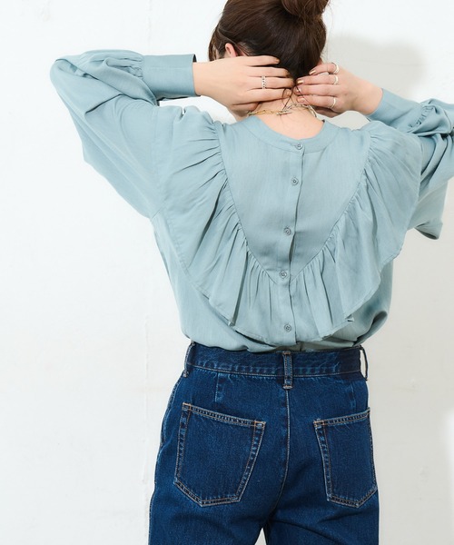 DISCOAT（ディスコート）の「【前後2WAY】VTGボイルフリルブラウス（シャツ/ブラウス・レディース・ホワイト系その他/ブラック/モカ/スカイブルー/ダークブルー・FREE）」の6枚目の写真