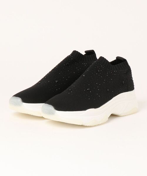 roundabout(ラウンダバウト)の「【入荷禁止】【Round About】ホットフィックスニットスニーカー(45002R)(スニーカー・レディース・グレー/ブラック・37/36)」の2枚目の写真