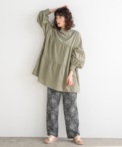 LOWRYS FARM（ローリーズファーム）の「ダマスクイージーパンツ　939536（その他パンツ・レディース・ブラック/ブラウン/ベージュ・FREE）」の4枚目の写真