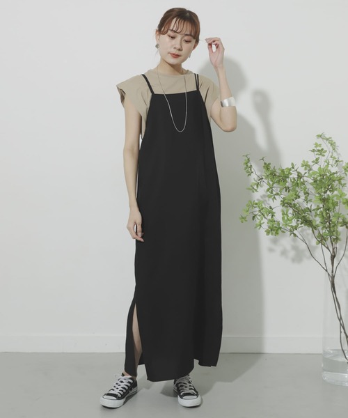 SENSE OF PLACE by URBAN RESEARCH（センスオブプレイスバイアーバンリサーチ）の「ダブルストラップキャミワンピース（ワンピース・レディース・ブラウン/ベージュ/ブラック・ONE）」の4枚目の写真