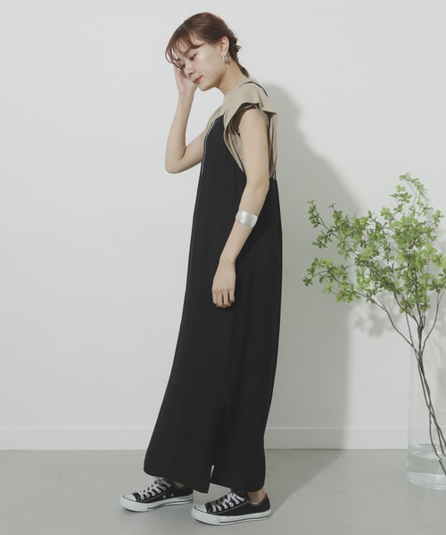 SENSE OF PLACE by URBAN RESEARCH（センスオブプレイスバイアーバンリサーチ）の「ダブルストラップキャミワンピース（ワンピース・レディース・ブラウン/ベージュ/ブラック・ONE）」の6枚目の写真