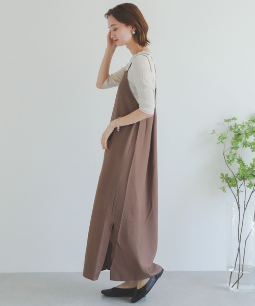 SENSE OF PLACE by URBAN RESEARCH（センスオブプレイスバイアーバンリサーチ）の「ダブルストラップキャミワンピース（ワンピース・レディース・ブラウン/ベージュ/ブラック・ONE）」の9枚目の写真