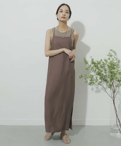 SENSE OF PLACE by URBAN RESEARCH（センスオブプレイスバイアーバンリサーチ）の「ダブルストラップキャミワンピース（ワンピース・レディース・ブラウン/ベージュ/ブラック・ONE）」の15枚目の写真
