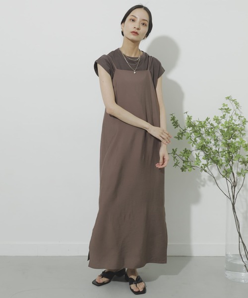 SENSE OF PLACE by URBAN RESEARCH（センスオブプレイスバイアーバンリサーチ）の「ダブルストラップキャミワンピース（ワンピース・レディース・ブラウン/ベージュ/ブラック・ONE）」の20枚目の写真