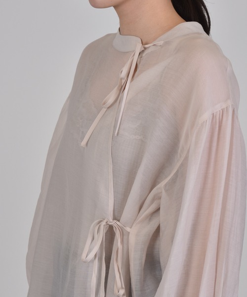 w closet（ダブルクローゼット）の「チャイナテイストシアーシャツ（シャツ/ブラウス・レディース・パープル/サックスブルー/グレイッシュベージュ・FREE）」の9枚目の写真