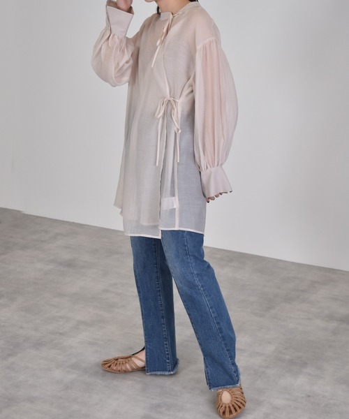 w closet（ダブルクローゼット）の「チャイナテイストシアーシャツ（シャツ/ブラウス・レディース・パープル/サックスブルー/グレイッシュベージュ・FREE）」の10枚目の写真