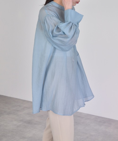 w closet（ダブルクローゼット）の「チャイナテイストシアーシャツ（シャツ/ブラウス・レディース・パープル/サックスブルー/グレイッシュベージュ・FREE）」の15枚目の写真