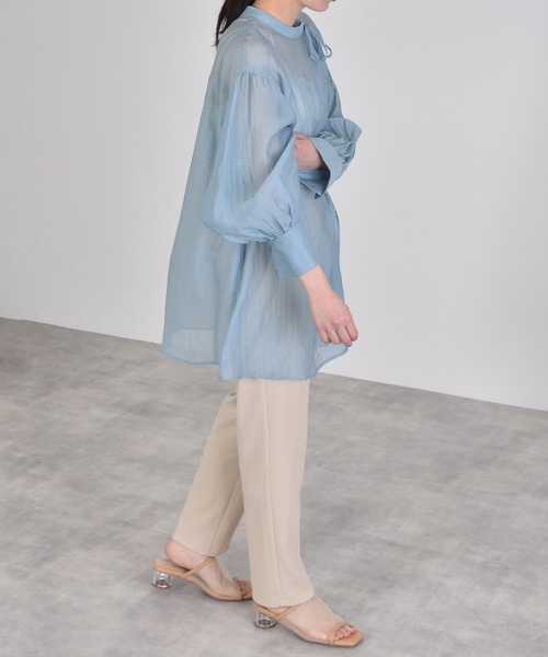 w closet（ダブルクローゼット）の「チャイナテイストシアーシャツ（シャツ/ブラウス・レディース・パープル/サックスブルー/グレイッシュベージュ・FREE）」の17枚目の写真