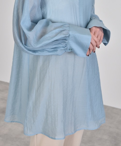 w closet（ダブルクローゼット）の「チャイナテイストシアーシャツ（シャツ/ブラウス・レディース・パープル/サックスブルー/グレイッシュベージュ・FREE）」の19枚目の写真