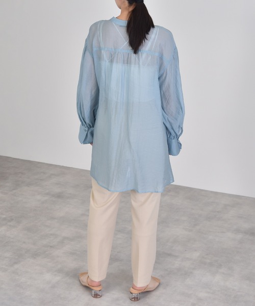 w closet（ダブルクローゼット）の「チャイナテイストシアーシャツ（シャツ/ブラウス・レディース・パープル/サックスブルー/グレイッシュベージュ・FREE）」の20枚目の写真