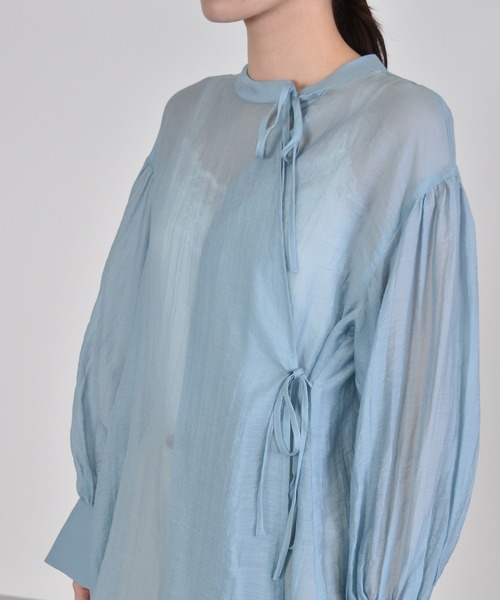 w closet（ダブルクローゼット）の「チャイナテイストシアーシャツ（シャツ/ブラウス・レディース・パープル/サックスブルー/グレイッシュベージュ・FREE）」の22枚目の写真