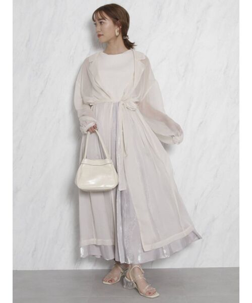 dazzlin（ダズリン）の「シアーラペルロングシャツ（シャツ/ブラウス・レディース・オフホワイト/オレンジ/グリーン・FREE）」の12枚目の写真