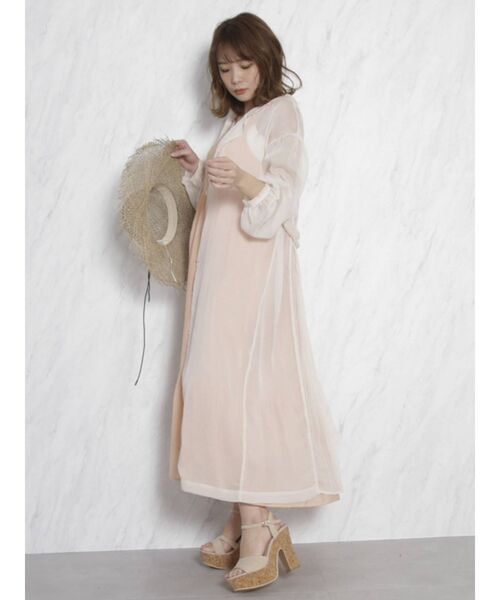 dazzlin（ダズリン）の「シアーラペルロングシャツ（シャツ/ブラウス・レディース・オフホワイト/オレンジ/グリーン・FREE）」の7枚目の写真