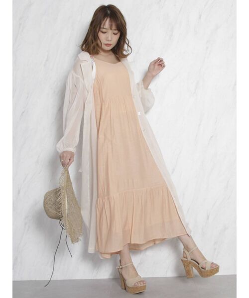 dazzlin（ダズリン）の「シアーラペルロングシャツ（シャツ/ブラウス・レディース・オフホワイト/オレンジ/グリーン・FREE）」の5枚目の写真