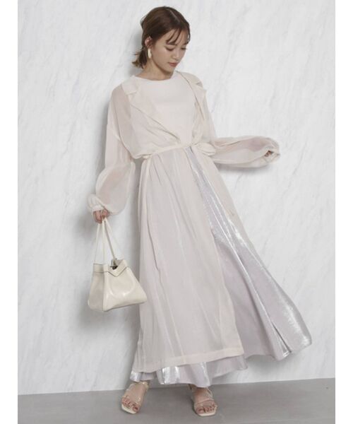 dazzlin（ダズリン）の「シアーラペルロングシャツ（シャツ/ブラウス・レディース・オフホワイト/オレンジ/グリーン・FREE）」の10枚目の写真