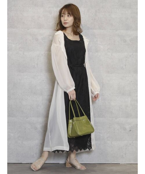 dazzlin（ダズリン）の「シアーラペルロングシャツ（シャツ/ブラウス・レディース・オフホワイト/オレンジ/グリーン・FREE）」の13枚目の写真