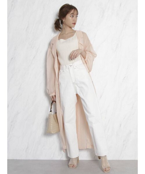 dazzlin（ダズリン）の「シアーラペルロングシャツ（シャツ/ブラウス・レディース・オフホワイト/オレンジ/グリーン・FREE）」の6枚目の写真