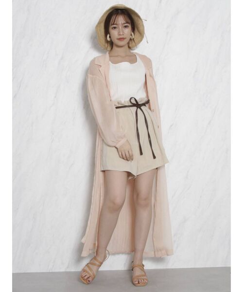 dazzlin（ダズリン）の「シアーラペルロングシャツ（シャツ/ブラウス・レディース・オフホワイト/オレンジ/グリーン・FREE）」の16枚目の写真