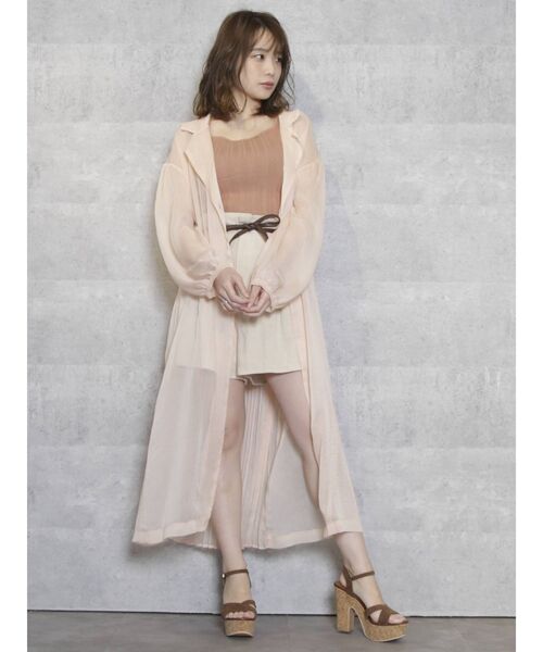 dazzlin（ダズリン）の「シアーラペルロングシャツ（シャツ/ブラウス・レディース・オフホワイト/オレンジ/グリーン・FREE）」の18枚目の写真