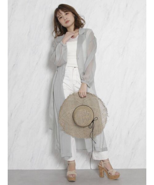 dazzlin（ダズリン）の「シアーラペルロングシャツ（シャツ/ブラウス・レディース・オフホワイト/オレンジ/グリーン・FREE）」の21枚目の写真