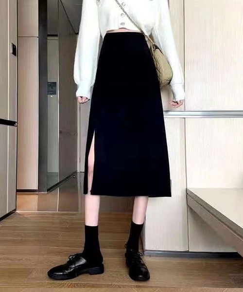 Newlyme（ニューリーミー）の「スリット入りスカート（スカート・レディース・ベージュ/ブラウン/ブラック・SMALL/MEDIUM/LARGE）」の6枚目の写真