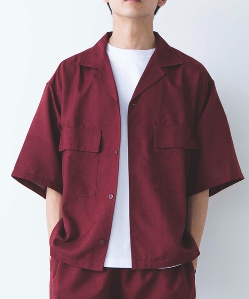 WEGO（ウィゴー）の「WEGO/リネンライクフラップポケット5分袖シャツ（シャツ/ブラウス・メンズ・ベージュ/ラベンダー/ブラック/ピンク/ターコイズブルー/ダークオレンジ/ワイン・SMALL/MEDIUM/LARGE）」の7枚目の写真