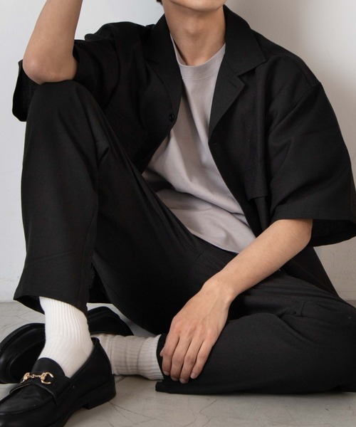 WEGO（ウィゴー）の「WEGO/リネンライクフラップポケット5分袖シャツ（シャツ/ブラウス・メンズ・ベージュ/ラベンダー/ブラック/ピンク/ターコイズブルー/ダークオレンジ/ワイン・SMALL/MEDIUM/LARGE）」の2枚目の写真