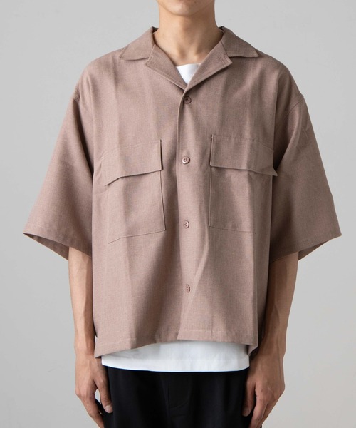 WEGO（ウィゴー）の「WEGO/リネンライクフラップポケット5分袖シャツ（シャツ/ブラウス・メンズ・ベージュ/ラベンダー/ブラック/ピンク/ターコイズブルー/ダークオレンジ/ワイン・SMALL/MEDIUM/LARGE）」の17枚目の写真