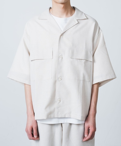 WEGO（ウィゴー）の「WEGO/リネンライクフラップポケット5分袖シャツ（シャツ/ブラウス・メンズ・ベージュ/ラベンダー/ブラック/ピンク/ターコイズブルー/ダークオレンジ/ワイン・SMALL/MEDIUM/LARGE）」の10枚目の写真