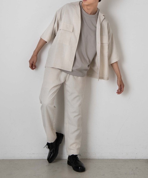 WEGO（ウィゴー）の「WEGO/リネンライクフラップポケット5分袖シャツ（シャツ/ブラウス・メンズ・ベージュ/ラベンダー/ブラック/ピンク/ターコイズブルー/ダークオレンジ/ワイン・SMALL/MEDIUM/LARGE）」の18枚目の写真