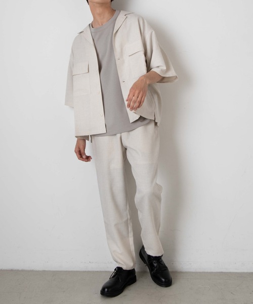 WEGO（ウィゴー）の「WEGO/リネンライクフラップポケット5分袖シャツ（シャツ/ブラウス・メンズ・ベージュ/ラベンダー/ブラック/ピンク/ターコイズブルー/ダークオレンジ/ワイン・SMALL/MEDIUM/LARGE）」の12枚目の写真