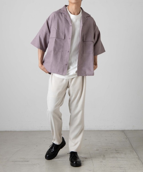 WEGO（ウィゴー）の「WEGO/リネンライクフラップポケット5分袖シャツ（シャツ/ブラウス・メンズ・ベージュ/ラベンダー/ブラック/ピンク/ターコイズブルー/ダークオレンジ/ワイン・SMALL/MEDIUM/LARGE）」の22枚目の写真