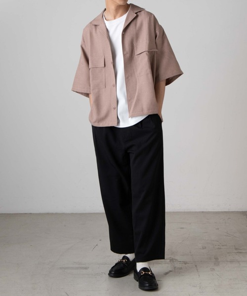 WEGO（ウィゴー）の「WEGO/リネンライクフラップポケット5分袖シャツ（シャツ/ブラウス・メンズ・ベージュ/ラベンダー/ブラック/ピンク/ターコイズブルー/ダークオレンジ/ワイン・SMALL/MEDIUM/LARGE）」の19枚目の写真