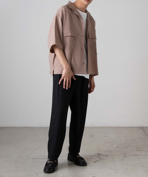 WEGO（ウィゴー）の「WEGO/リネンライクフラップポケット5分袖シャツ（シャツ/ブラウス・メンズ・ベージュ/ラベンダー/ブラック/ピンク/ターコイズブルー/ダークオレンジ/ワイン・SMALL/MEDIUM/LARGE）」の13枚目の写真